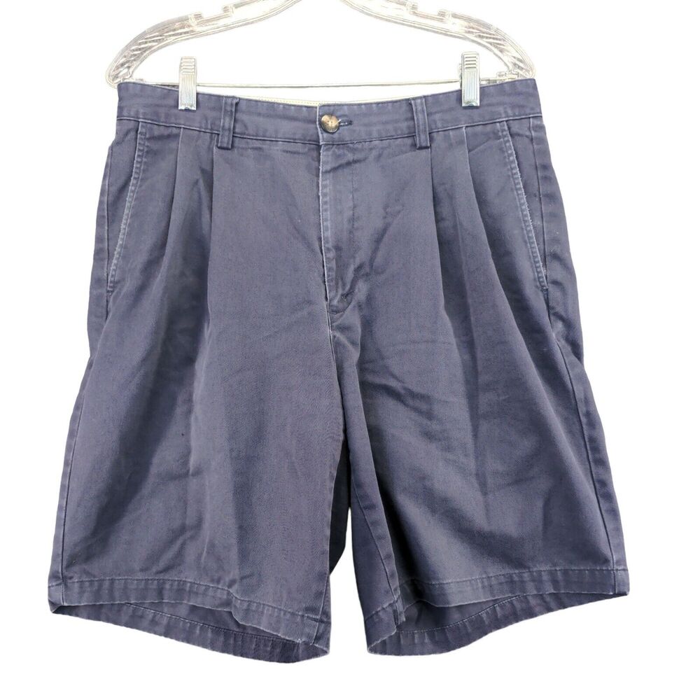 Eddie Bauer Chino Shorts Mens Size 33 Blue Belt Loops Slash Pockets